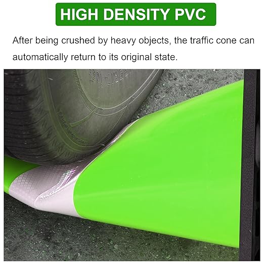 OrangeStar 12" Traffic Cones 6-Pack, Green Safety Cones with Reflective Collar & Heavy Duty Base for Driving Practice, Parking Lots, Roadwork, Construction, Indoor & Outdoor Use