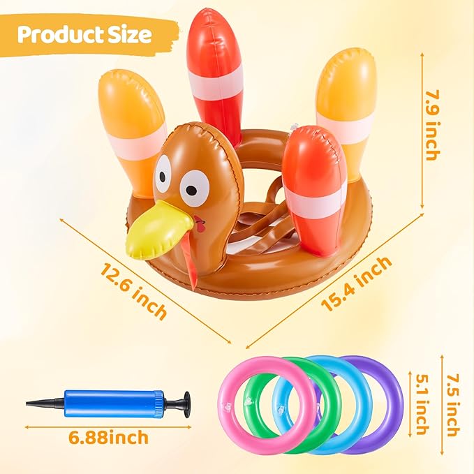 2 Sets Inflatable Ring Toss Game, Holiday Party Games for Kids Adults, Yard Game, Ring Hook Game for Family Party, Indoor Outdoor Games