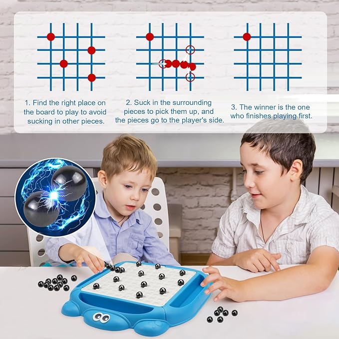 Upgraded Magnetic Chess Game Set,Magnet Board Games with 32 Magnetic Stones,Strategy Game,Family Game Party Game for Kids and Adults