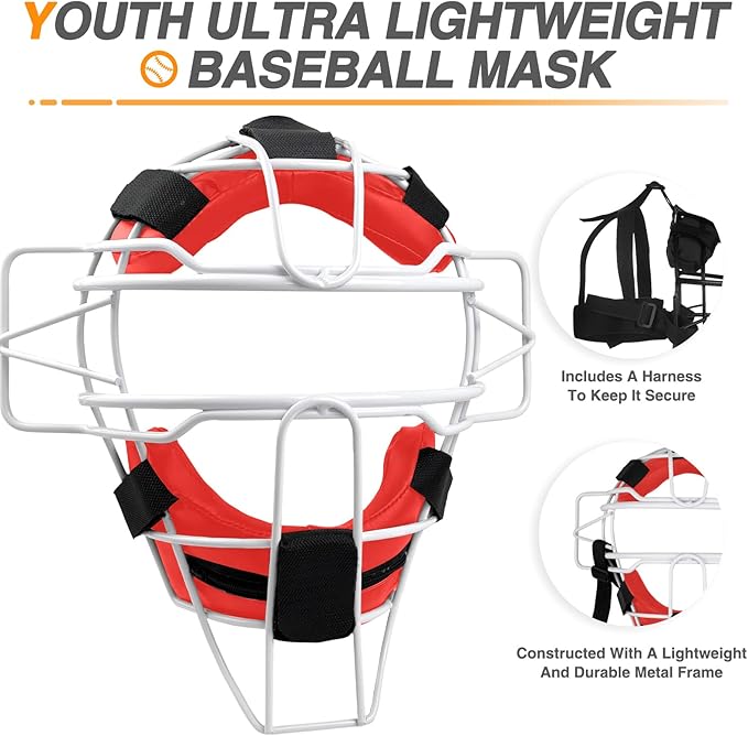 Baseball Catcher Mask Umpire Mask,Full-Face Protection Mask for Baseball,Lightweight Secure Fit Provides Maximum Protection and Comfort – Does Not Obstruct View