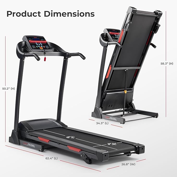 Sunny Health & Fitness Smart Performance Folding Treadmill with Adjustable Incline and Free SunnyFit App Bluetooth Connection