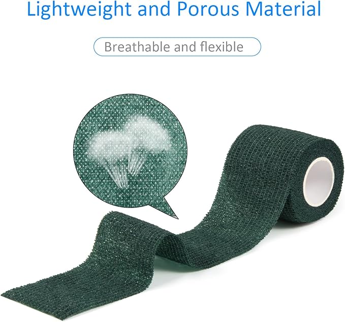 12Pcs 2inch x 5 Yards Self Adhesive Bandage Wrap Elastic Bandage Wrap Self Adherent Cohesive Wrap Bandages for Wrist Ankle Vet Tape for Dog Athletic Swelling Sprain Tape Grip Cover (Army Green)