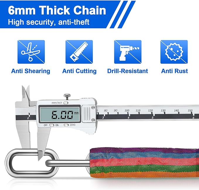 NDakter Bike Chain Lock, 5 Digit Combination Heavy Duty Anti Theft Bicycle Chain Lock,2.62/3.2/4.27/5/6Ft Long Security Resettable Bike Locks for Bike, Bicycle, Scooter, Door, Gate, Fence-4/6mm Thick