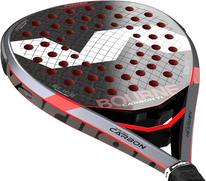 Padel Racket Bourne Carbon Ti, Diamond Hybrid Shape for Advanced Power & Control with Hexaforce & Softcolor EVA Core