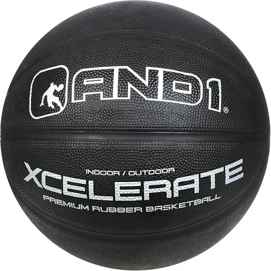 AND1 Xcelerate Rubber Basketball: Official Regulation Size 7 (29.5”) Streetball, Made for Indoor/Outdoor Games
