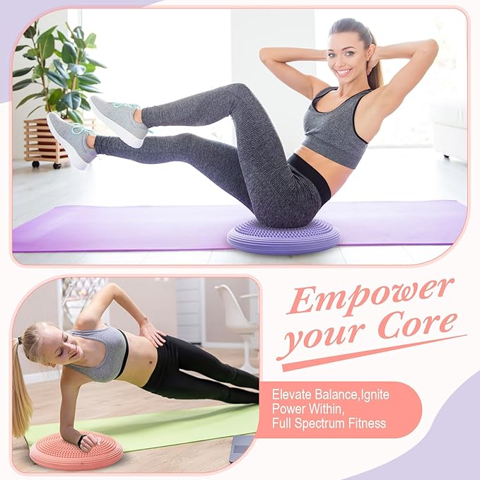 Libima 2 Pcs Wobble Cushion with Inflation Pump Wiggle Seat Flexible Sensory Seating Balance Disc Board for Men Women Physical Exercise Improving Posture Home Office