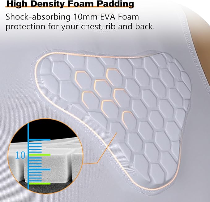 Youth Padded Compression Shirt Rib Protector for Football Protective Gear Baseball Padded Shirt Kid Child Boys