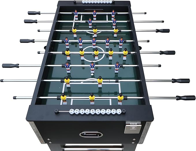  55'' Foosball Table, Home Arcade Table Soccer with Adjustable Legs&Heavy-Duty Bracket | Equipped with 4 Balls+2 Cup Holders | Multifunctional Football Table for Home Bar and Game Room