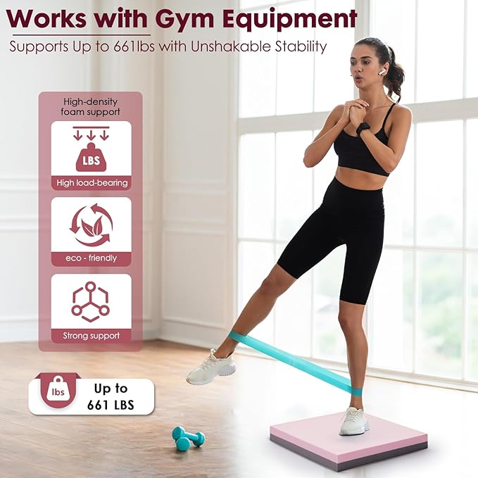 Balance Pad- High-Density Foam Cushion Mat for Yoga, Exercise & Fitness, Non-Slip Stability Trainer for Core Workouts, Thick Foam Balance Board (19.7×15.7×2.4 in)