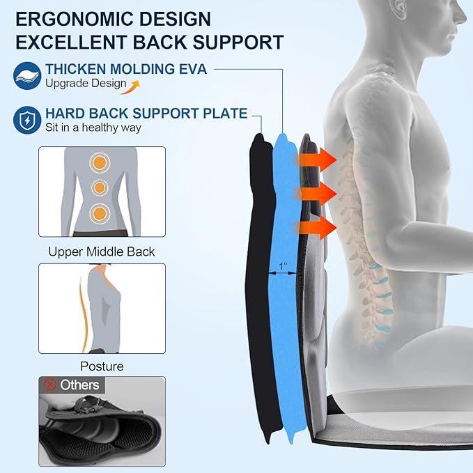 Thickened Kayak Seat with Back Support, Sit On Top Cushioned Canoe Backrest Molded Foam Seat for SUP Paddle Board Fishing Boat Long Trip