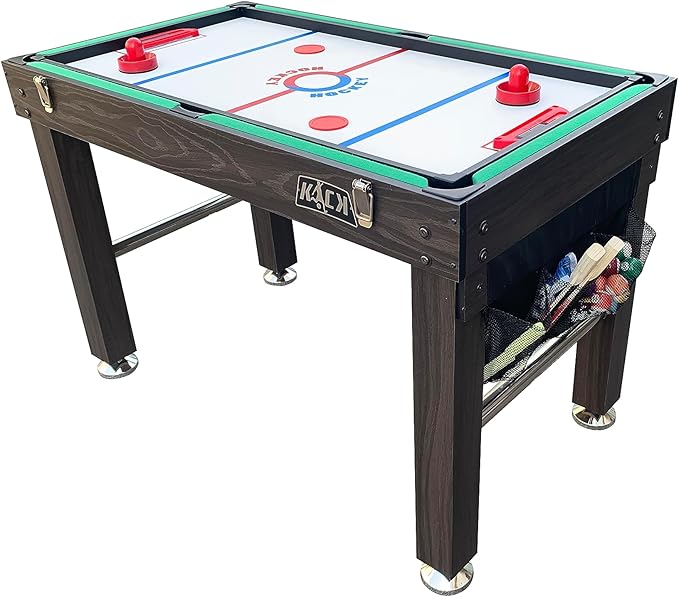 KICK Quad 48″ 4-in-1 Multi Game Table - Combo Game Table Set - Foosball, Billiards/Pool, Glide Hockey and Table Tennis for Home, Game Room, Friends and Family!