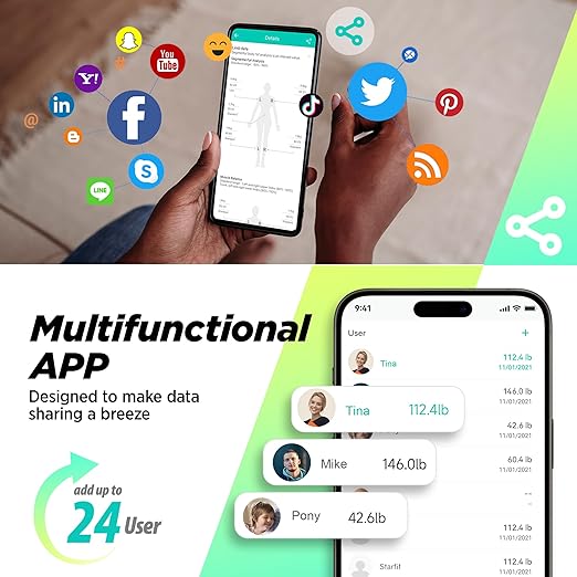 Runstar Scale for Body Weight and Fat, BMI Muscle Mass to 28 Measurements, FSA&HSA Eligible Digital Bathroom Scales 8-Electrode with Voice Prompt High Accurate Bluetooth Weight Scale