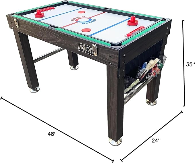 KICK Quad 48″ 4-in-1 Multi Game Table - Combo Game Table Set - Foosball, Billiards/Pool, Glide Hockey and Table Tennis for Home, Game Room, Friends and Family!