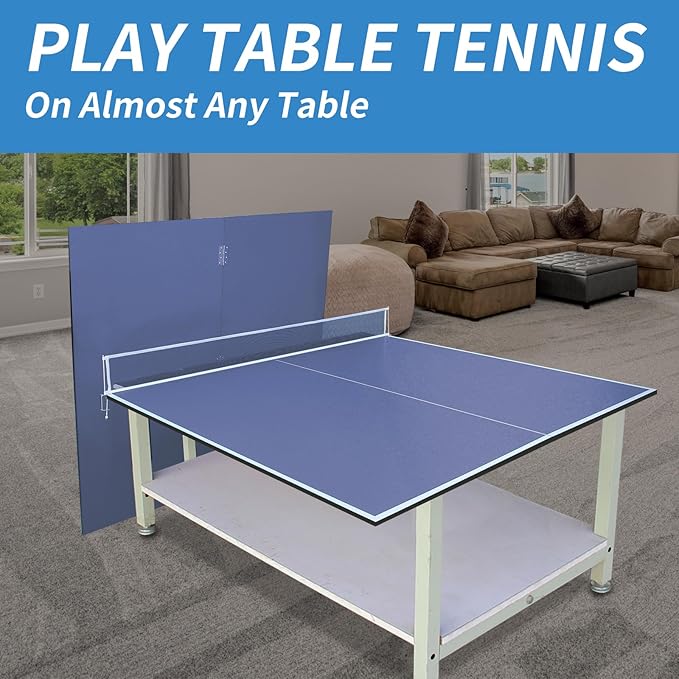 7/8/9ft Mid-Size Ping Pong Conversion Top with Net Set for Billiard and Pool Tables - Regulation Top Converts Billiards into Ping Pong Table Blue/Green/Black