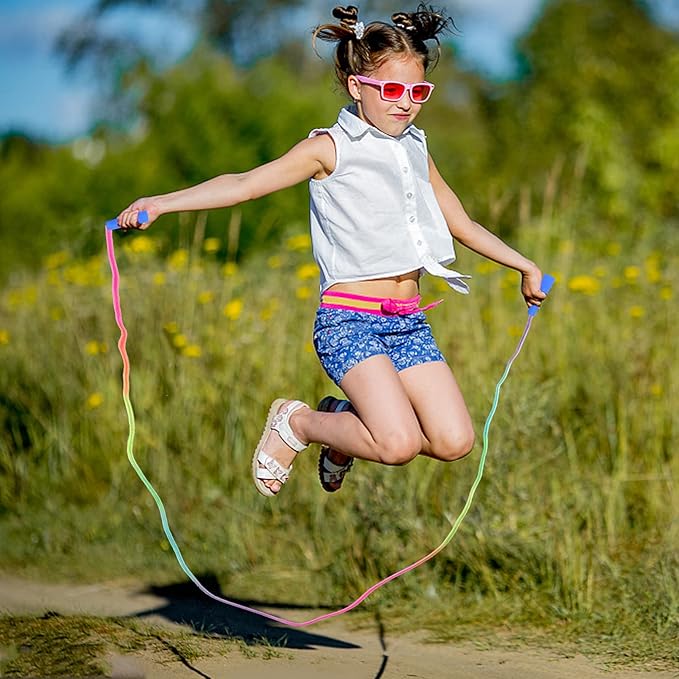 Kids Jump Rope,20 Pack Rainbow Jump Rope Set,7.2 Ft Adjustable Skipping Rope,Durable Jump Ropes with Plastic Handles,Vibrant Jumping Ropes for Outdoor Fun Exercise Fitness Activity Party Favors(20)