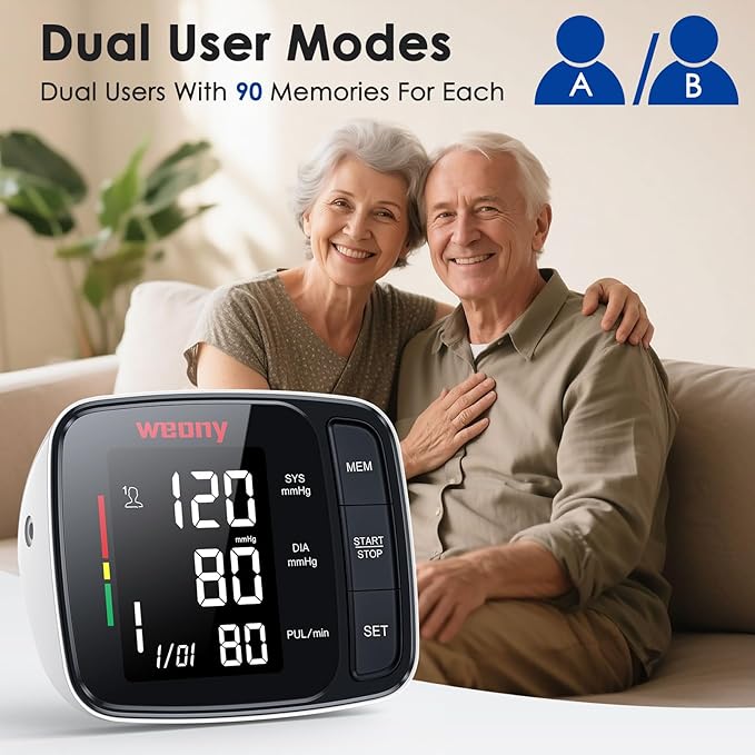 Blood Pressure Monitor,Upper Arm Blood Pressure Monitors for Home Use,Digital Automatic Blood Pressure Machine,Adjustable 8.7"-17" Blood Pressure Cuff Backlight LCD with 2 * 90 Reading Memory