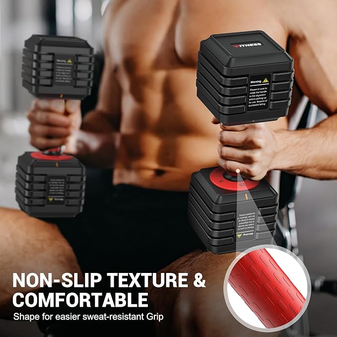 Adjustable Dumbbells 2 Pieces, 1 Second Weight Dumbbells 5 in 1 Free Adjustable with Non-slip Textured Handle for Home Gym for Men and Women