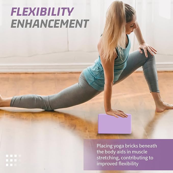 Biguphate Yoga Blocks 2 Pack, EVA Foam Yoga Block Supportive Latex-Free, Non-Slip Exercise Blocks, Yoga Accessories for Pilates, Meditation, Balance, Stretching and Deep Poses