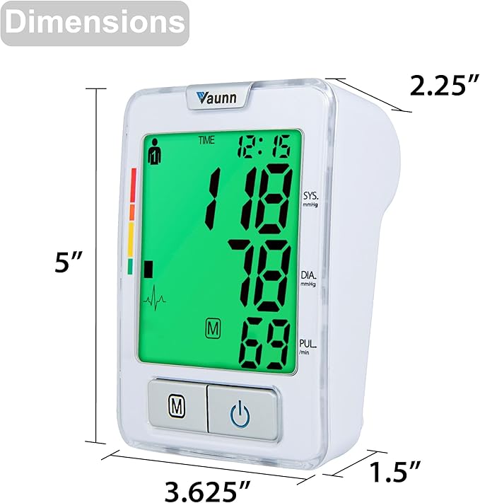 FSA/HSA Eligible, Vaunn Medical Automatic Upper Arm Blood Pressure Monitor, Large Arm Cuff 12.6" - 20.5"