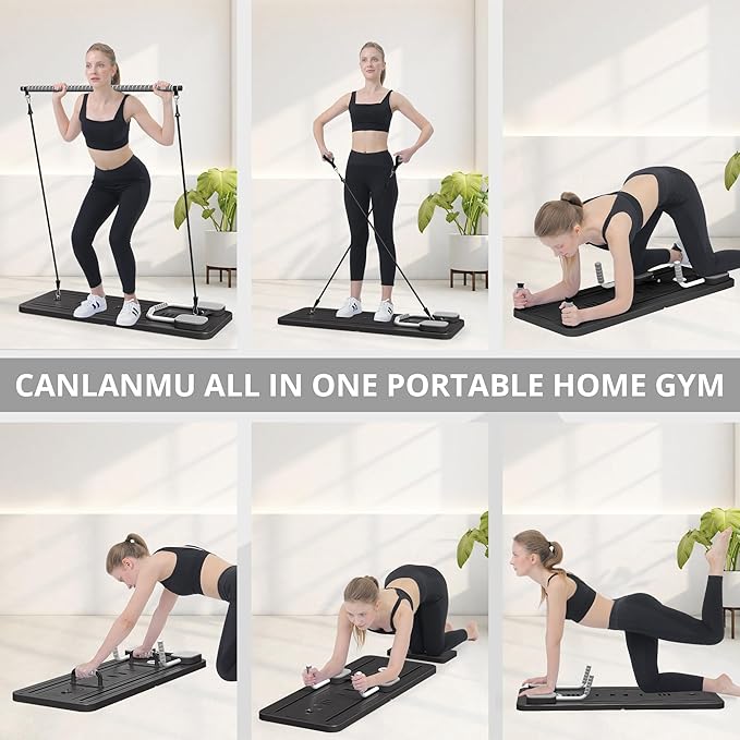 JANUA Pilates Board - Pilates Reformer Set, Multi-Purpose Foldable Pilates Reformer Board for Home, 5 in 1 Pilates Sliding Board