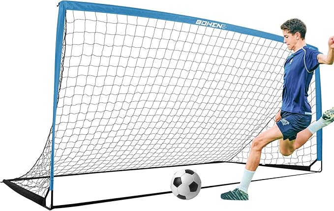 BOHEN 11x5.5 FT/9x5 FT/6x4 FT Portable Metal Soccer Goal for Backyard with Carry Bag - Fun for Outdoor Indoor Training Games for Kids and Adult, Easy Storage and Transportation