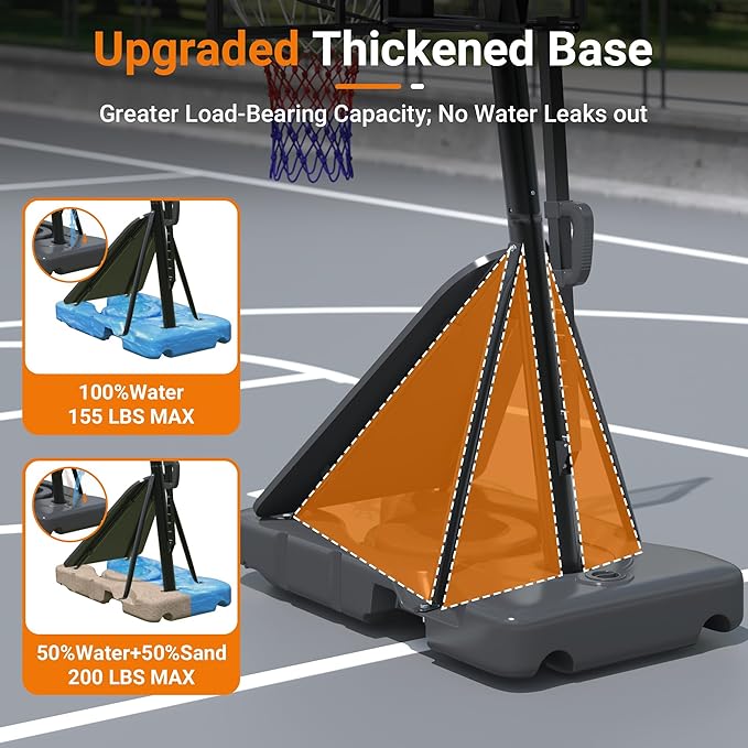 Basketball Hoop 45’’PC Shatterproof Backboard Outdoor Basket Ball Hoop Indoor 4.4-10FT Adjustable Basketball Goal w/Basketball Accessories Net Rim Toddler Basketball Hoop for Kids