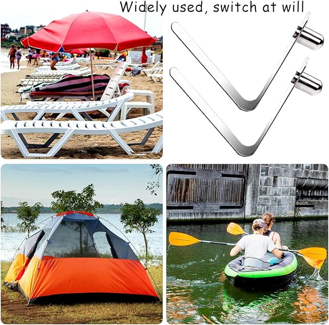 HZMM 8 Pcs Kayak Paddle Spring Snap Clips, Tent Pole Clips, Stainless Steel Push Button Clips, Tent Pole Push Button Spring Clips, Tube Locking Pin Clips for Kayak Paddle Camping Tent Pole