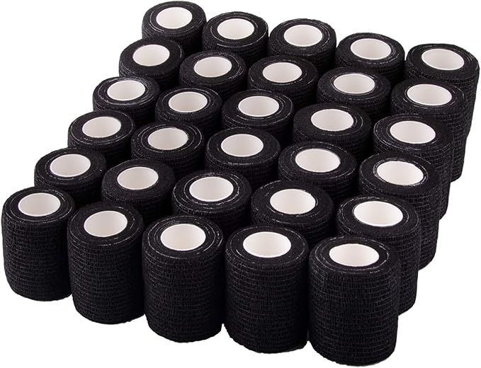 BQTQ 30 Rolls Self Adherent Wrap Stretch Bandages Self Adhesive Bandage Wrap 2 inch Self Stick Bandage Wrap Tape for Wrist Ankle Swelling Sprains (Black)