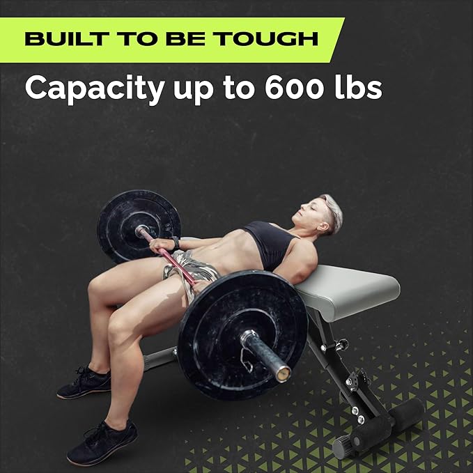 Rage Fitness Weight Bench Press Seat, Folding Bench for Home Gym, Adjustable Bench for Weight Lifting, Strength Training Bench for Full Body Workout, Incline Decline Workout Bench, Stable Gym Bench