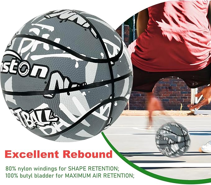 Senston 27.5‘’/29.5'' Basketball Outdoor Indoor Rubber Basketball Ball for Kids/Adult Official Size 5/7 Basket Ball with Pump