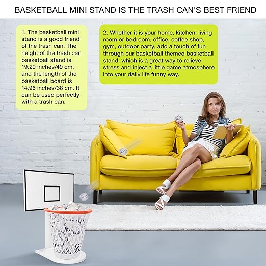 Basketball Trash Can for Boys Room Decor,Christmas Gift for Boys,Basketball Hoop Garbage Waste basket bin (Including 1pc Basketball Trash Can)Garbage Can for Basketball Party and Basketball Gift