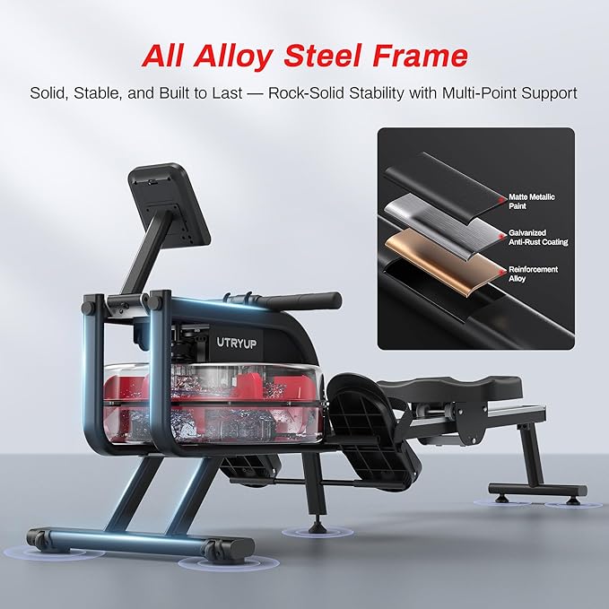 Magnetic Rowing Machines for Home (R05), Water Rowing (R10), 16 Levels of Quiet Resistance Foldable Compact Rowing Machine 350 LB Weight Capacity with Bluetooth, App Supported, Tablet Holder