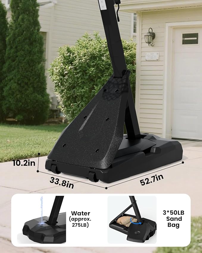 IGL Basketball Hoop Outdoor, 7.5-10 Ft Adjustable Basketball Hoop, 54 Inch Shatterproof PC Backboard Basketball Goal System, RECC Thickened Stainless Steel Square Pole