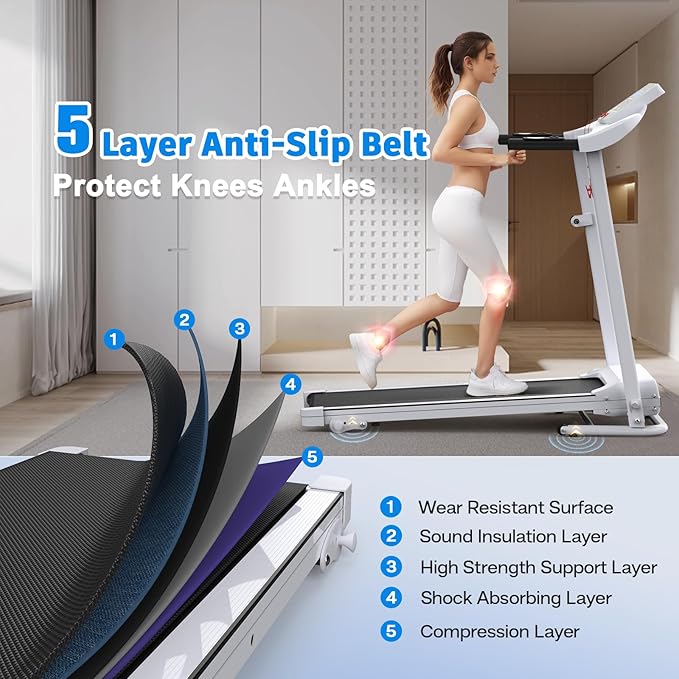 FYC Folding Treadmill for Home Portable Electric Treadmill Running Exercise Machine Compact Treadmills Foldable for Home Gym Fitness Workout Walking Jogging