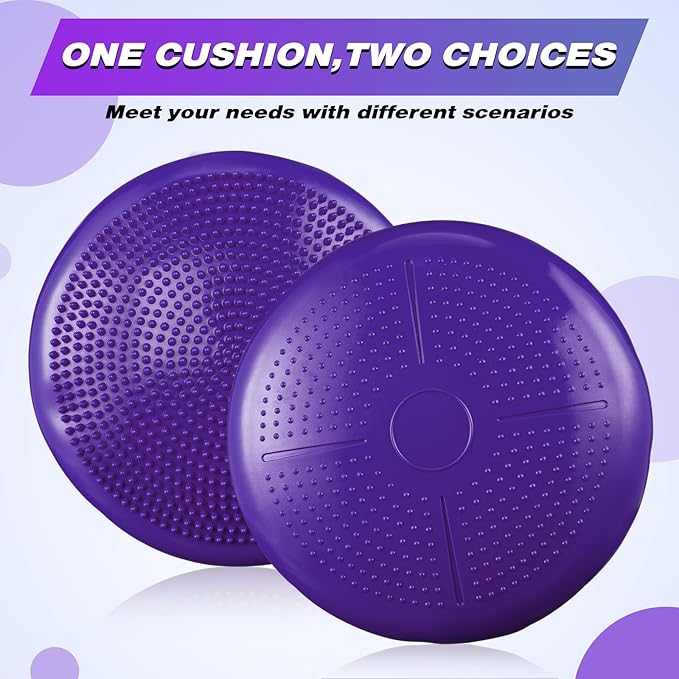 Leitee 10 Pcs Wobble Cushion Inflated Wiggle Seats 13.4'' Balance Disc with Air Pump Sensory Flexible Seat Balance Pad for Focus Sensory Training Core Stability Physical Exercise Home Office