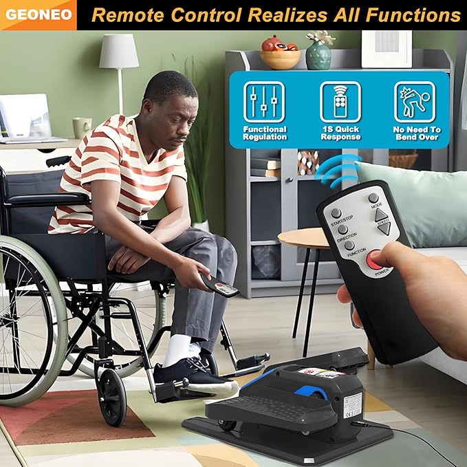 Under Desk Elliptical Machine, Electric Ellipse Leg Exerciser for Senior, Quiet and Compact Electric Seated Pedal for Home with Display Monitor, Remote Control and 12 Adjustable Speeds