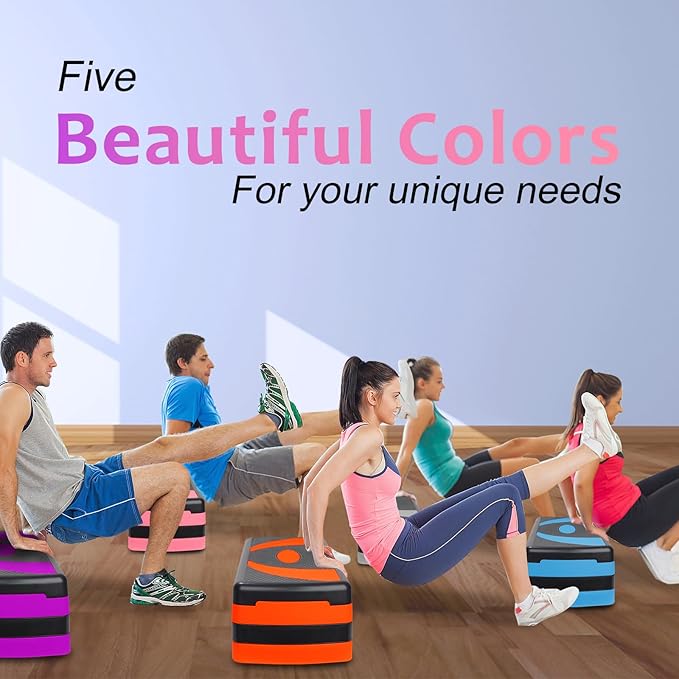 Exercise Workout Aerobic Step Platform Trainer, 31" Aerobic Stepper with 4"-6"-8" Adjustable Height Risers