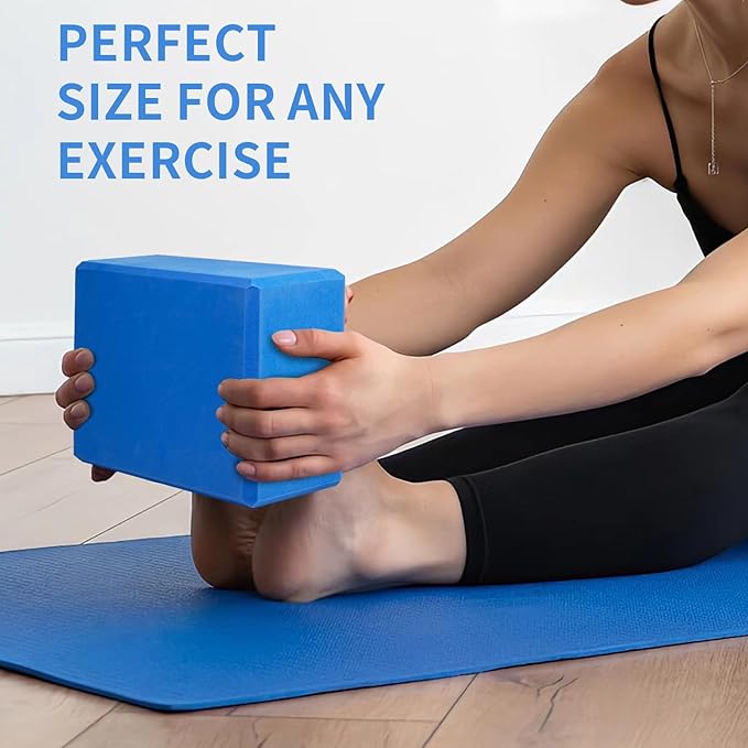 Yoga Block 2 Pack 9"x6"x3", Sturdy Yoga Foam Blocks, High Density & Non Slip Surface for Pilates & Stretching, Fitness Accessories for Stability & Balance