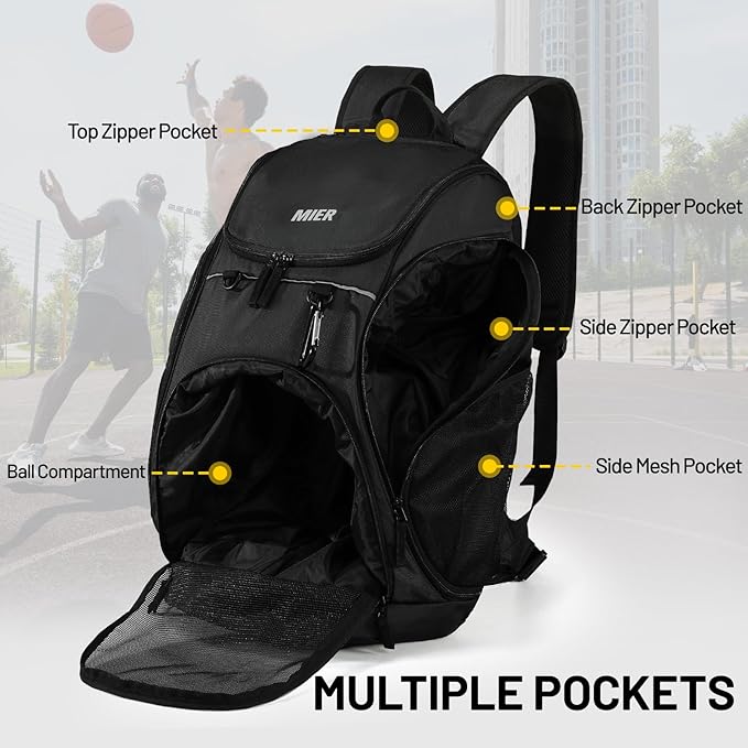 MIER Gym Backpack 40L Basketball Backpack with Ball Compartment & Shoes Storage Multi-Functional Sports Soccer Bag Large Equipment Back Pack Volleyball Backpacks for Men Women