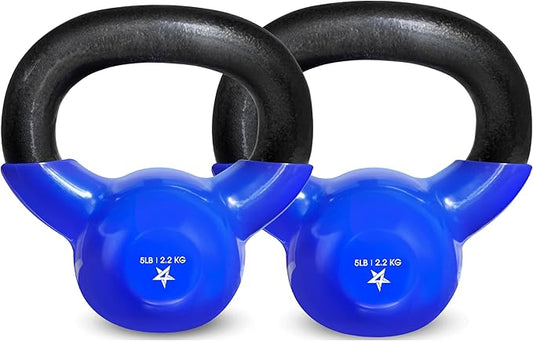 Yes4All Kettlebell, 5-100 LB Vinyl Coated Cast Iron Strength Training Kettlebells for Home Gym Exercises, Fitness, Full Body Workout Equipment, Push Ups, and Grip Strength