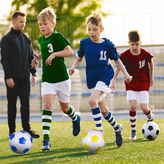 Deekin 6 Pcs Soccer Ball Bulk with Pump Teamwork Outdoor Sport Game Training Soccer Ball Bulk for School Sport Teen Adult Child