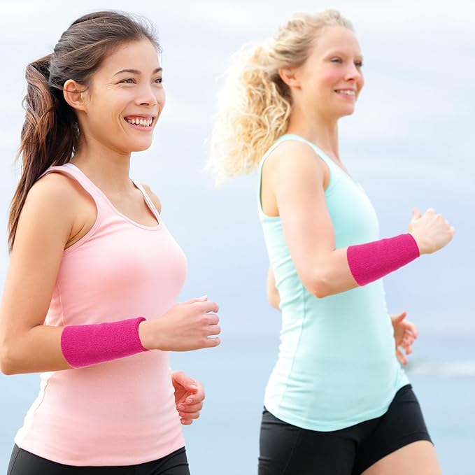 WILLBOND 6 Inch Wrist Sweat Bands for Men Women Tennis Elastic Athletic Long Sweatband Wrist Absorbent for Basketball Tennis Running Outdoor Activity