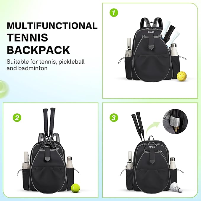 Tennis Bags for Women, Waterproof Tennis Sling Crossbody Shoulder Backpack Holds 2 Rackets, Tennis Racket Bag for Pickleball Badminton