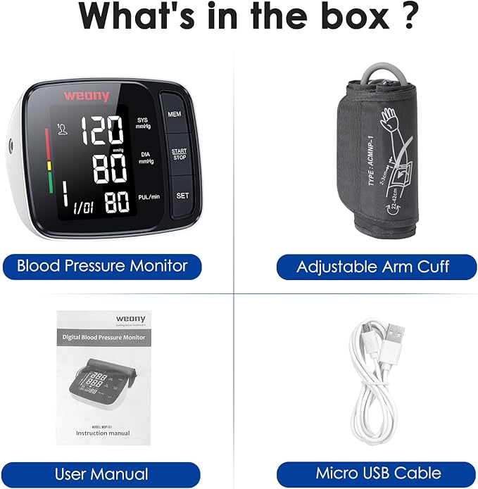 Blood Pressure Monitor,Upper Arm Blood Pressure Monitors for Home Use,Digital Automatic Blood Pressure Machine,Adjustable 8.7"-17" Blood Pressure Cuff Backlight LCD with 2 * 90 Reading Memory