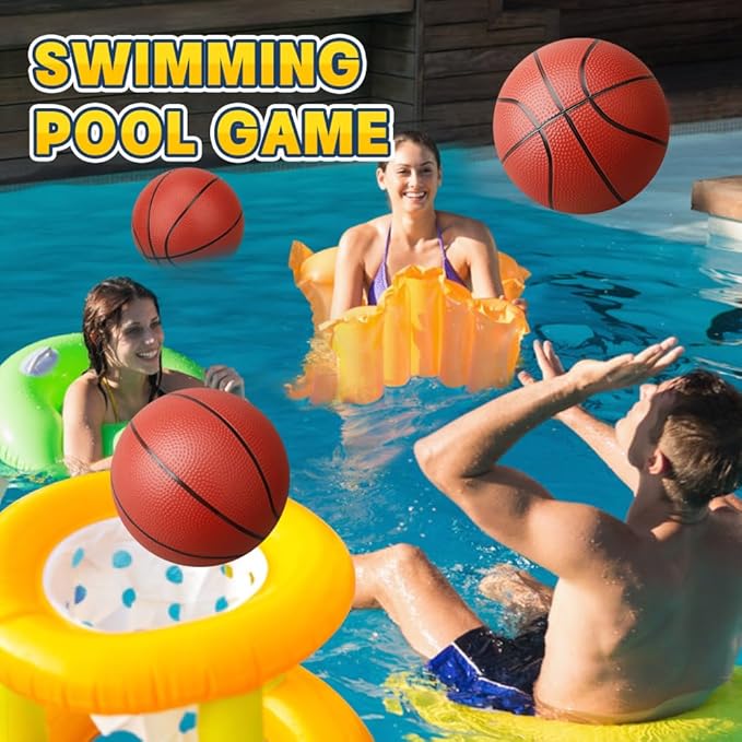 9.8”Basketball Bouncy Ball for Kid Adult Teen, Soft Ball for Basketball Hoop Trampoline, Size 7 PVC Waterproof Basketballs for Swimming Pool, Sports Toy for Indoor Outdoor Water Pool Games Party