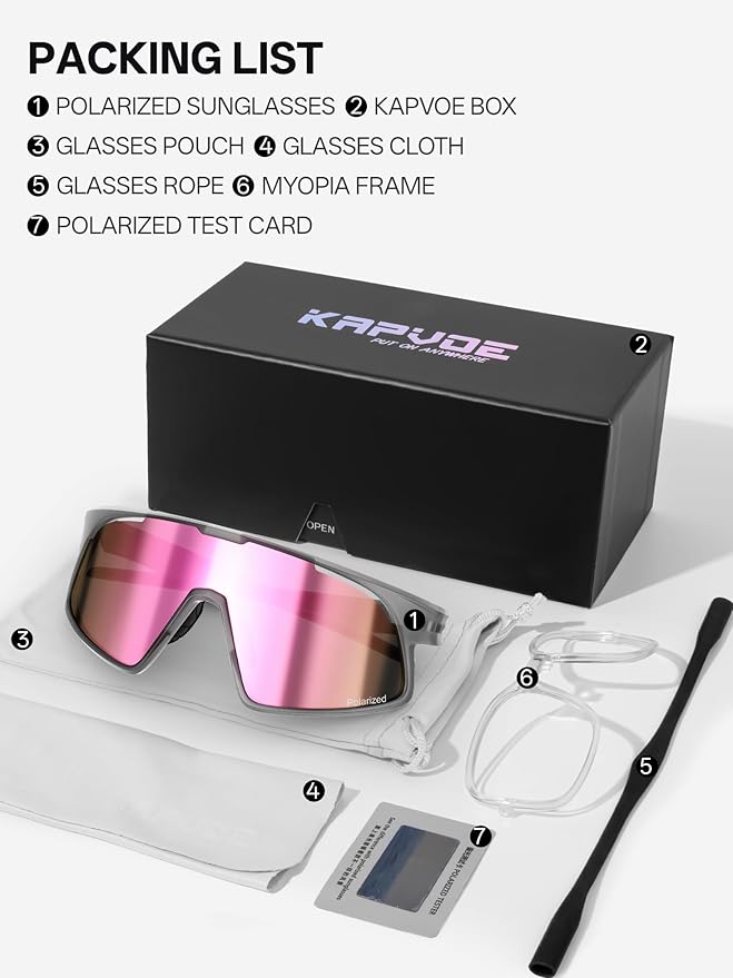 KAPVOE Polarized Cycling Glasses Men Women Sports Sunglasses for Mountain Bike Running Fishing Baseball K383