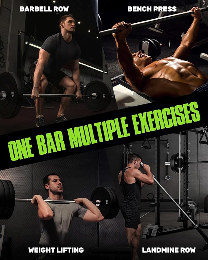 PB01 7FT Olympic Barbell, Weight Bar with Knurled Grip, 1000lb Capacity Strength Training Deadlift Bar for Squat, Weightlifting, Bench Press, Fits 2-inch Standard Weight Plates