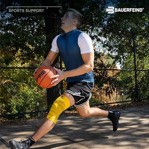 Bauerfeind Sports Compression Knee Support NBA Dallas Mavericks - Lightweight Design with Gripping Zones for Basketball Knee Pain Relief & Performance (Mavericks, L)