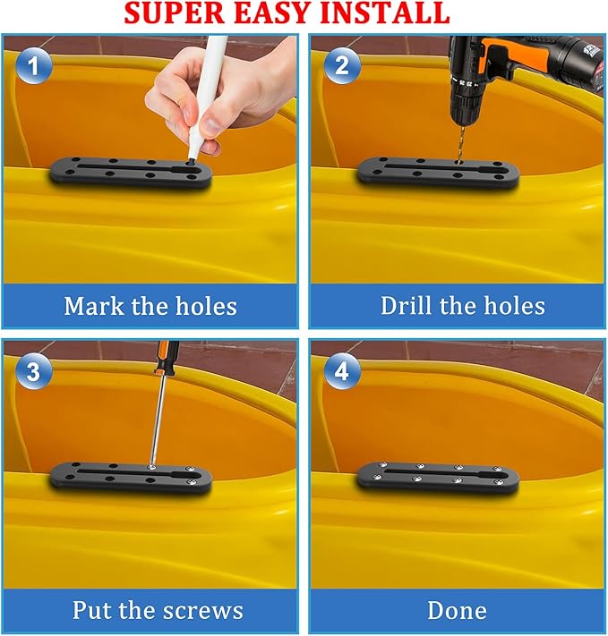 Kayak Track, Kayak Low Profile Track, Kayak Rail, Kayak Accessories Mount Track, Kayak Gear Track for Fishing Rod Holder, Fish Finder, Cup Holder, Anchor Cleats