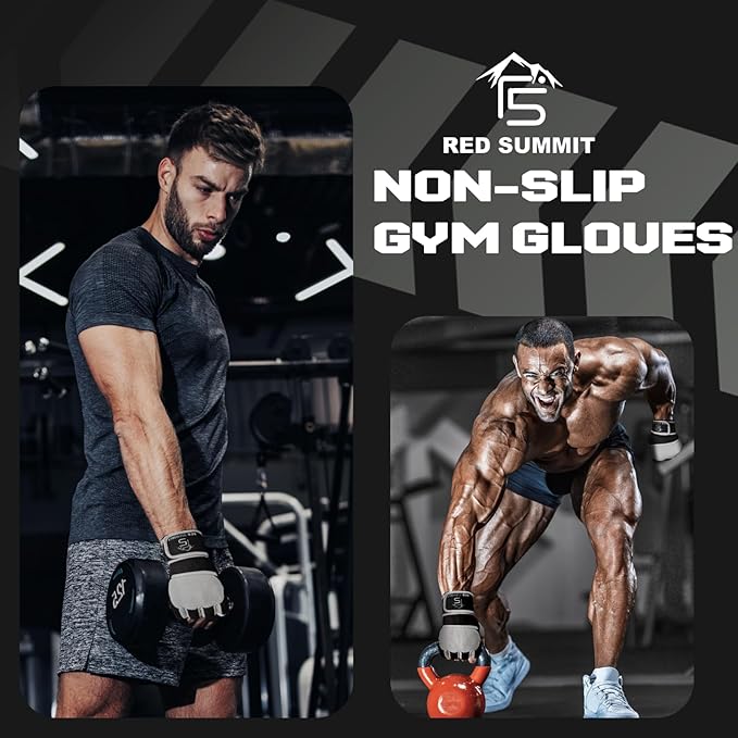 Weight Lifting Gym Gloves for Men & Women, Workout Exercise Gloves with Wrist Support & Anti-Slip Palm for Hanging, Rowing, Pullups, Bodybuilding, Powerlifting & Calisthenics